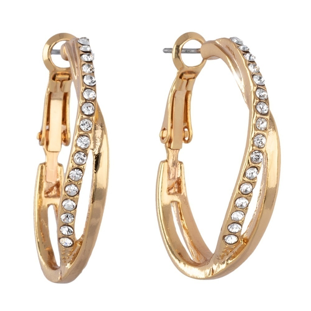 Twisted Hoop Earrings with Swarovski Crystals